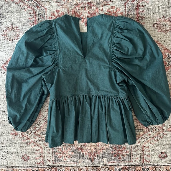•Hunter Bell• Green Puff Sleeve Blouse - Picture 4 of 5
